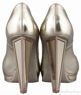 Gold Square Toe Mirrored Heels