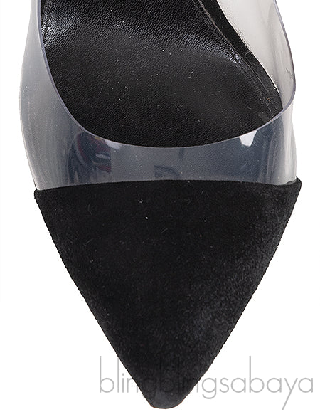Black Suede PVC Plexi Pump