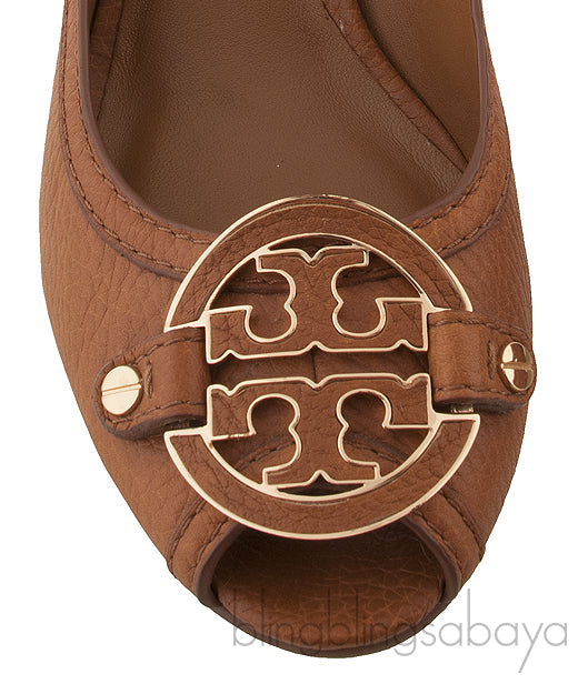 Brown Peep Wedge Heels