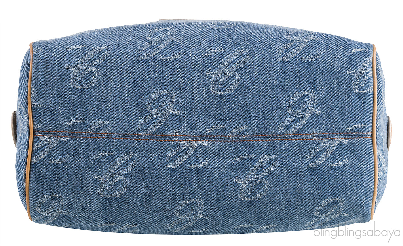 Chopard Blue Denim Distressed Logo Shoulder Bag
