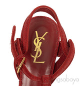 Yves Saint Laurent Red Glitter Finish Tribute Sandals 37.5