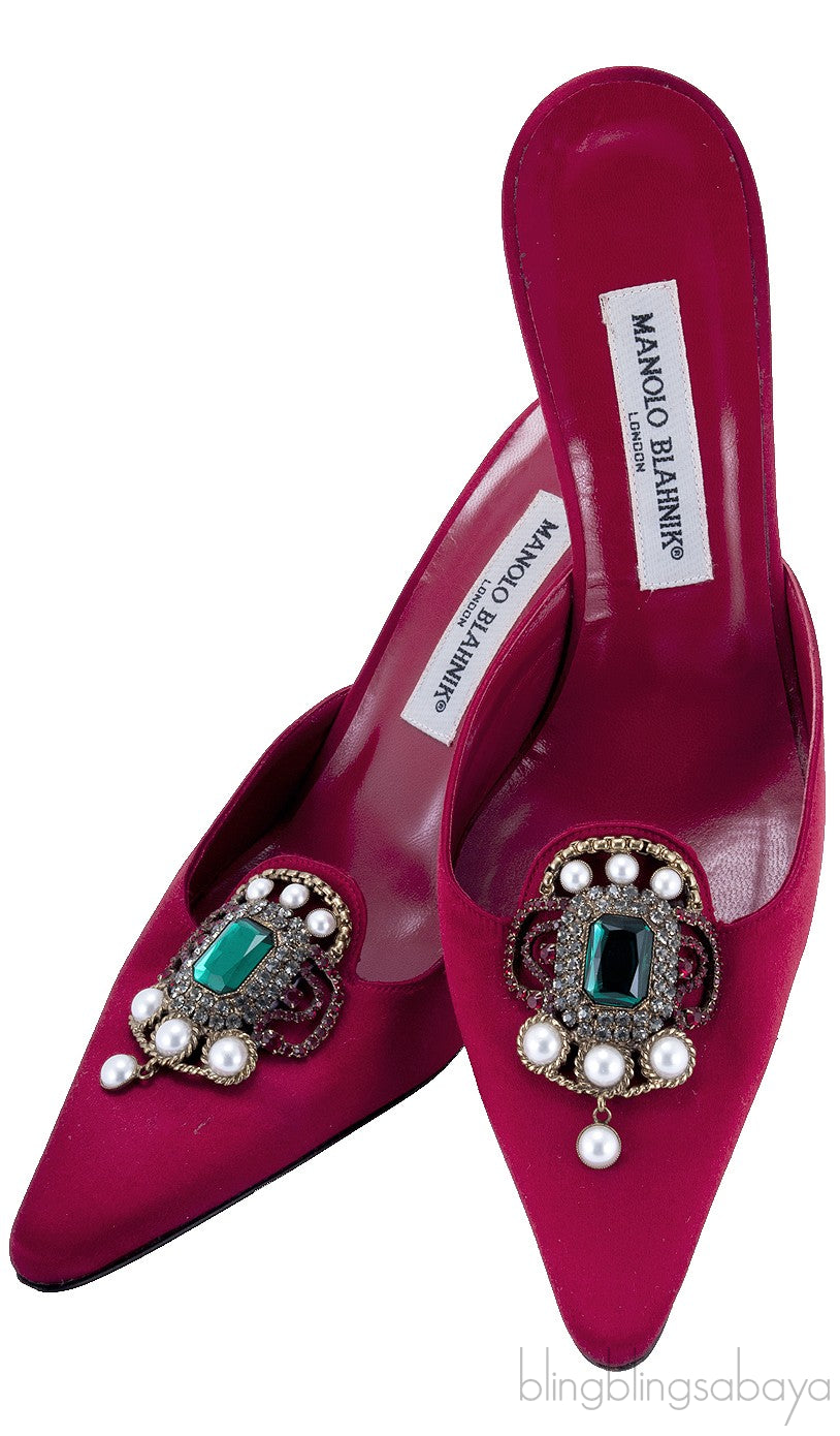 Red Eufra Mid Heel Sandals
