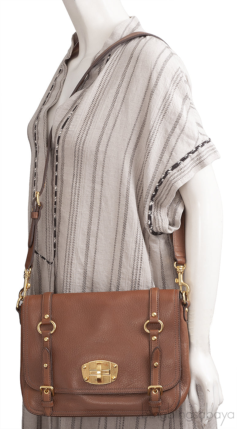 Miu Miu Patina Brown Cervo Leather Bag
