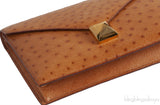 Hermes Vintage Medor Gold Ostrich Clutch