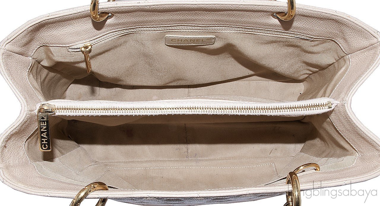 Beige Caviar Shopping Tote