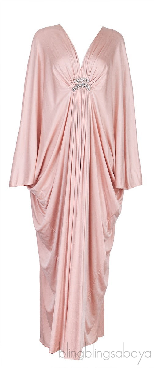 Nude Pearl & Crystal Embellished Kaftan