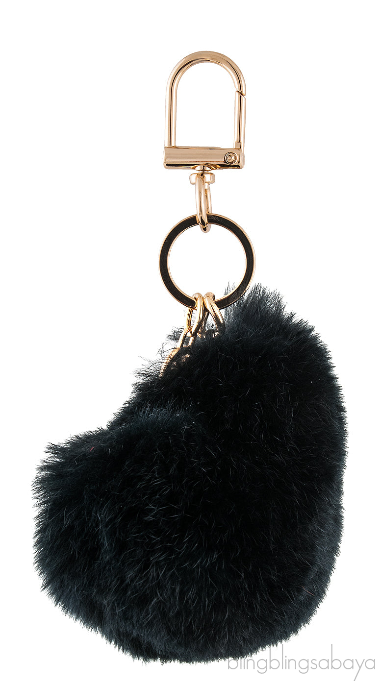Black Fur Heart Keychain
