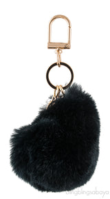 Black Fur Heart Keychain