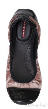 Prada Sport Beige Velvet Ballet Flats