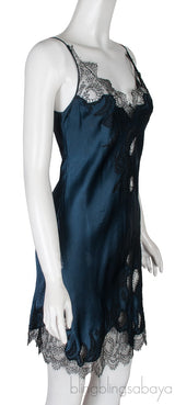 Dark Blue Lace Trim Cami Sress