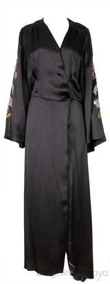 Grey Satin Embroidered Robe