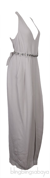 Grey Crystal Belted Dress