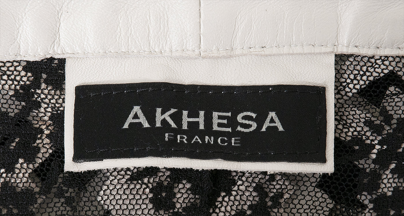 Akhesa Light Grey & Black Mesh Leather Coat