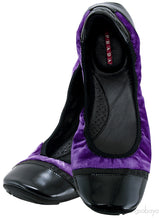 Prada Velvet Purple & Black Sport Ballet Flats