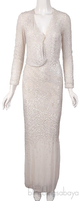 Sequin & Bead Embellished Long Sleeve Dress