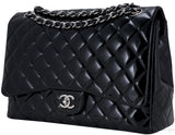 Black Patent Maxi Flap Bag