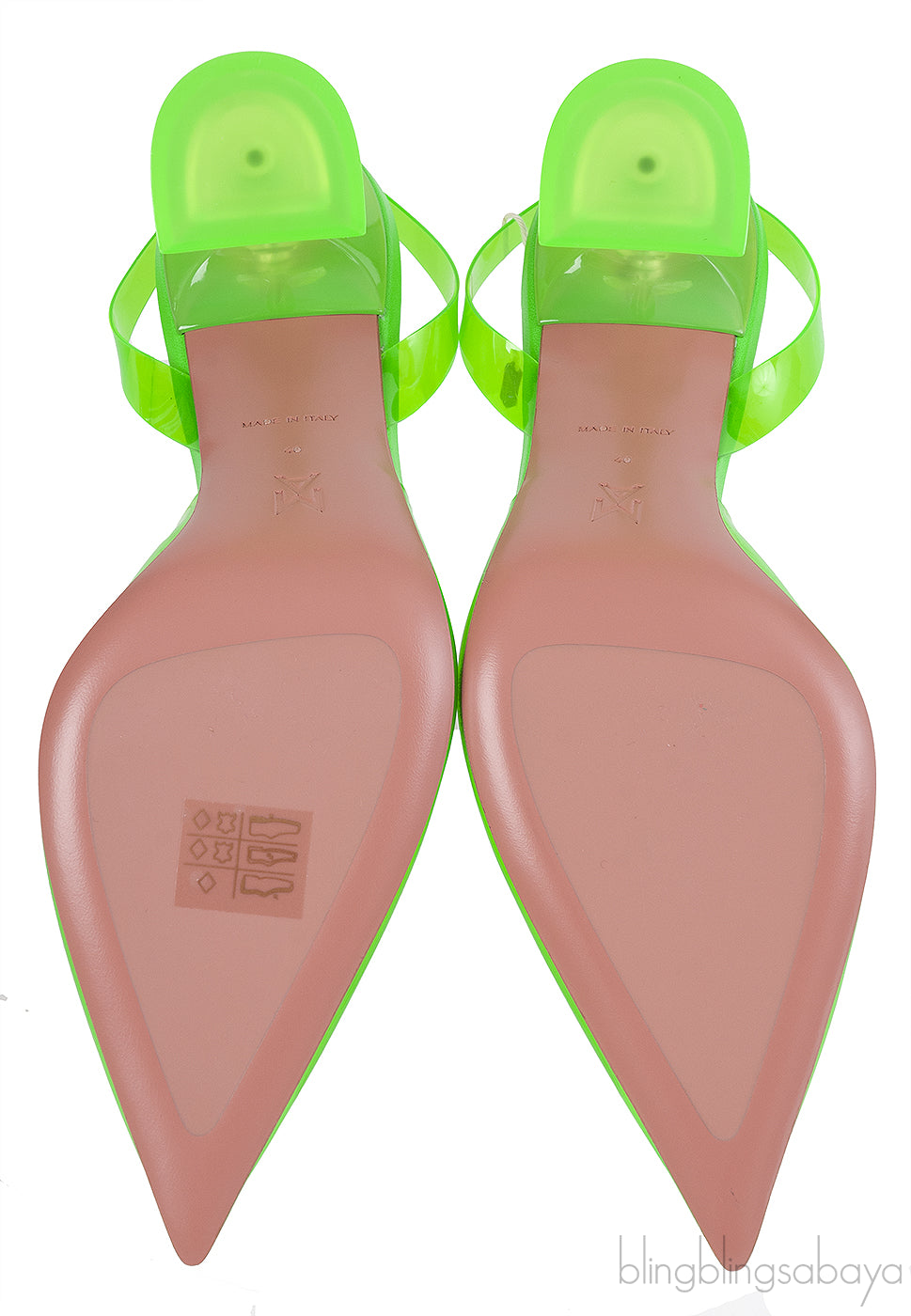 AMINA MUADDI Holli 95 PVC Glass Green Slingback Pumps