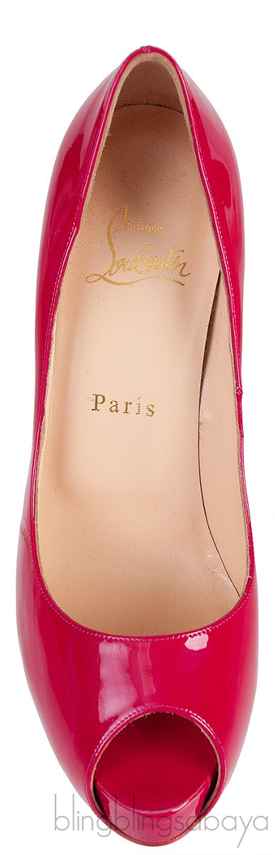 Raspberry Patent Peep Toe Heels