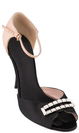 Crystal Peep Toe Slingback Heels
