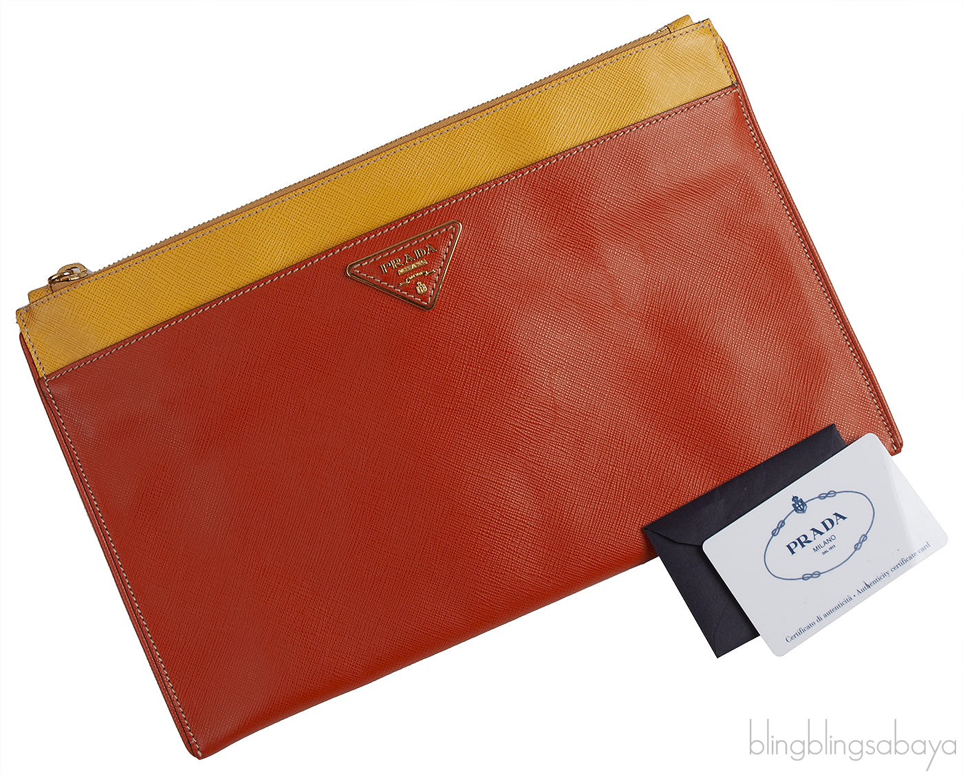 Saffiano Papaya & Mimosa Large Clutch