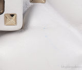 White Candystud Printed Top Handle Bag