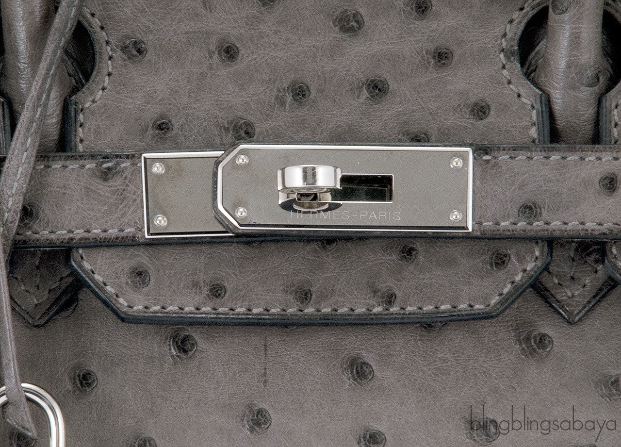 Birkin 30 Grey Mousse Ostrich PHW