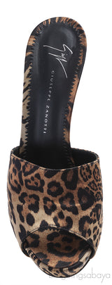 Giuseppe Zanotti Leopard Print Satin Mule Slides