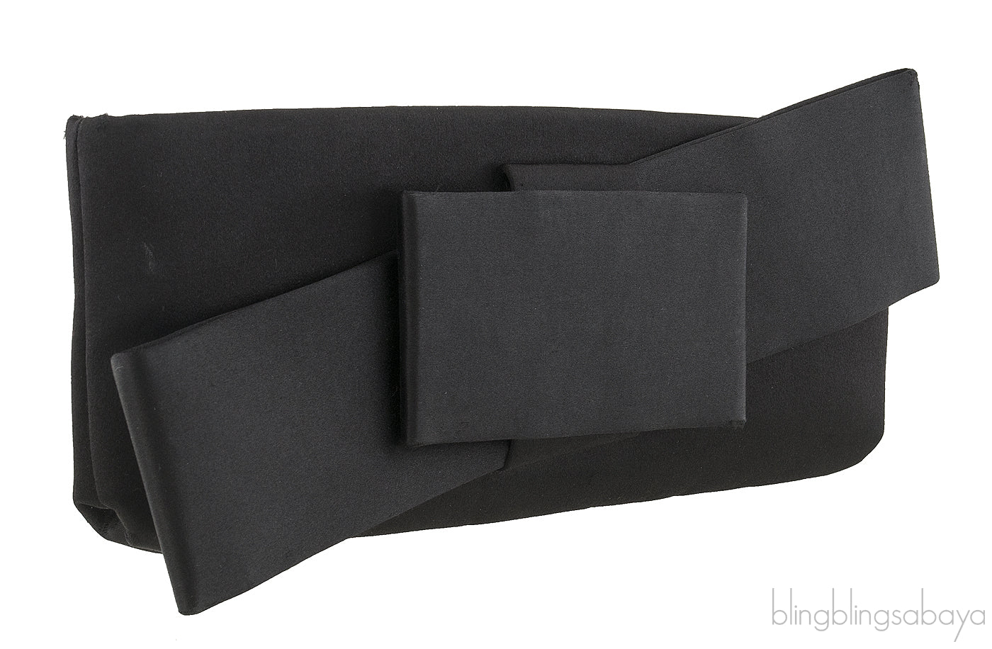 Satin Bow Black Evening Clutch