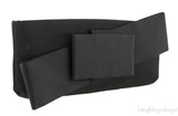 Satin Bow Black Evening Clutch