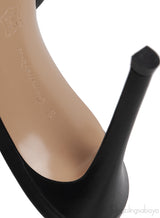 Black Leather Trimmed Fishnet Mules
