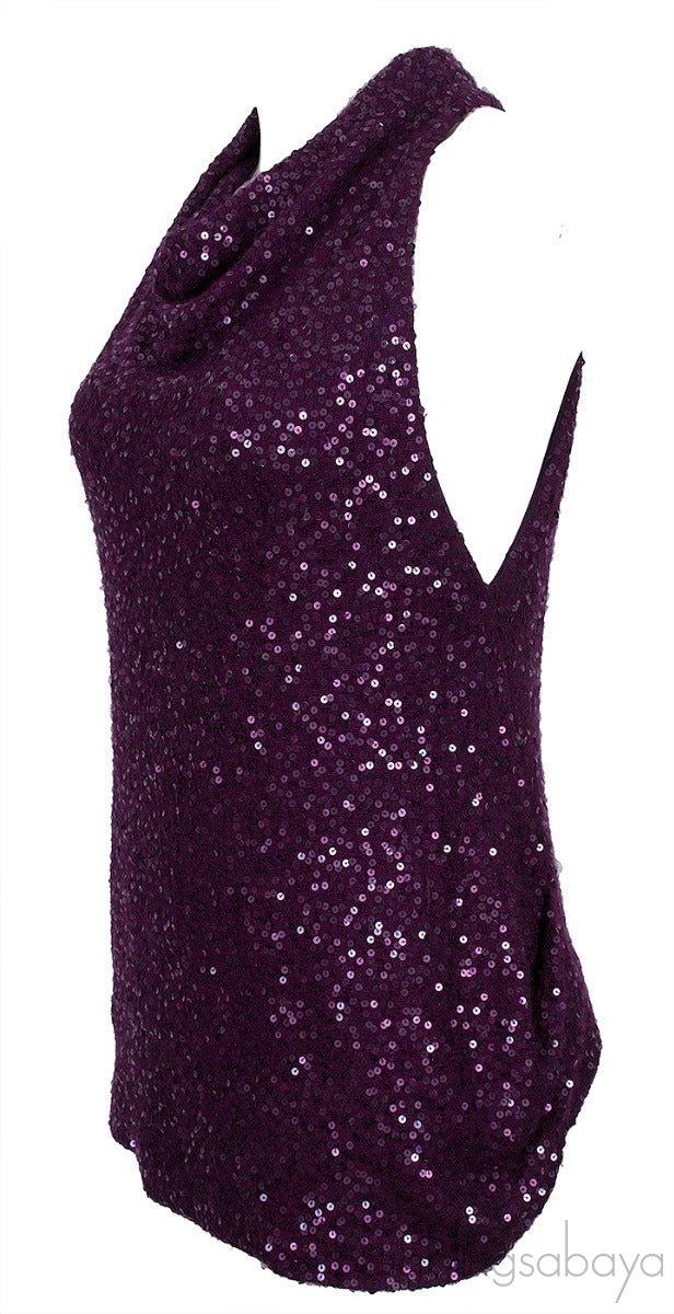 Purple Sequins Sleeveless Top
