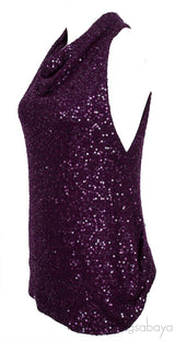 Purple Sequins Sleeveless Top