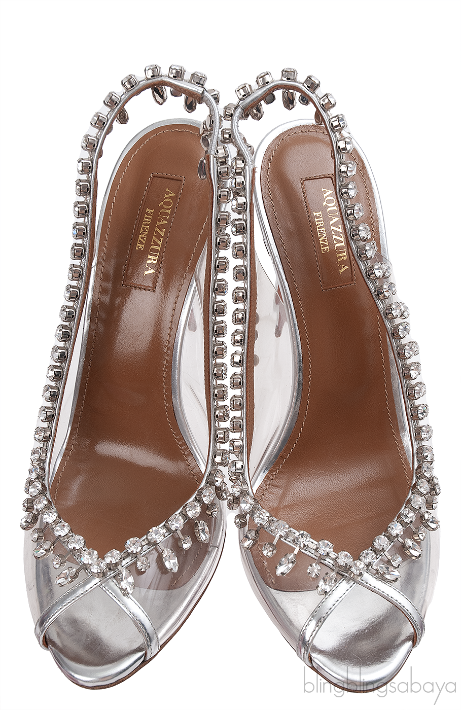 Aquazzura PVC Crystal Slingback Heels