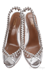 Aquazzura PVC Crystal Slingback Heels