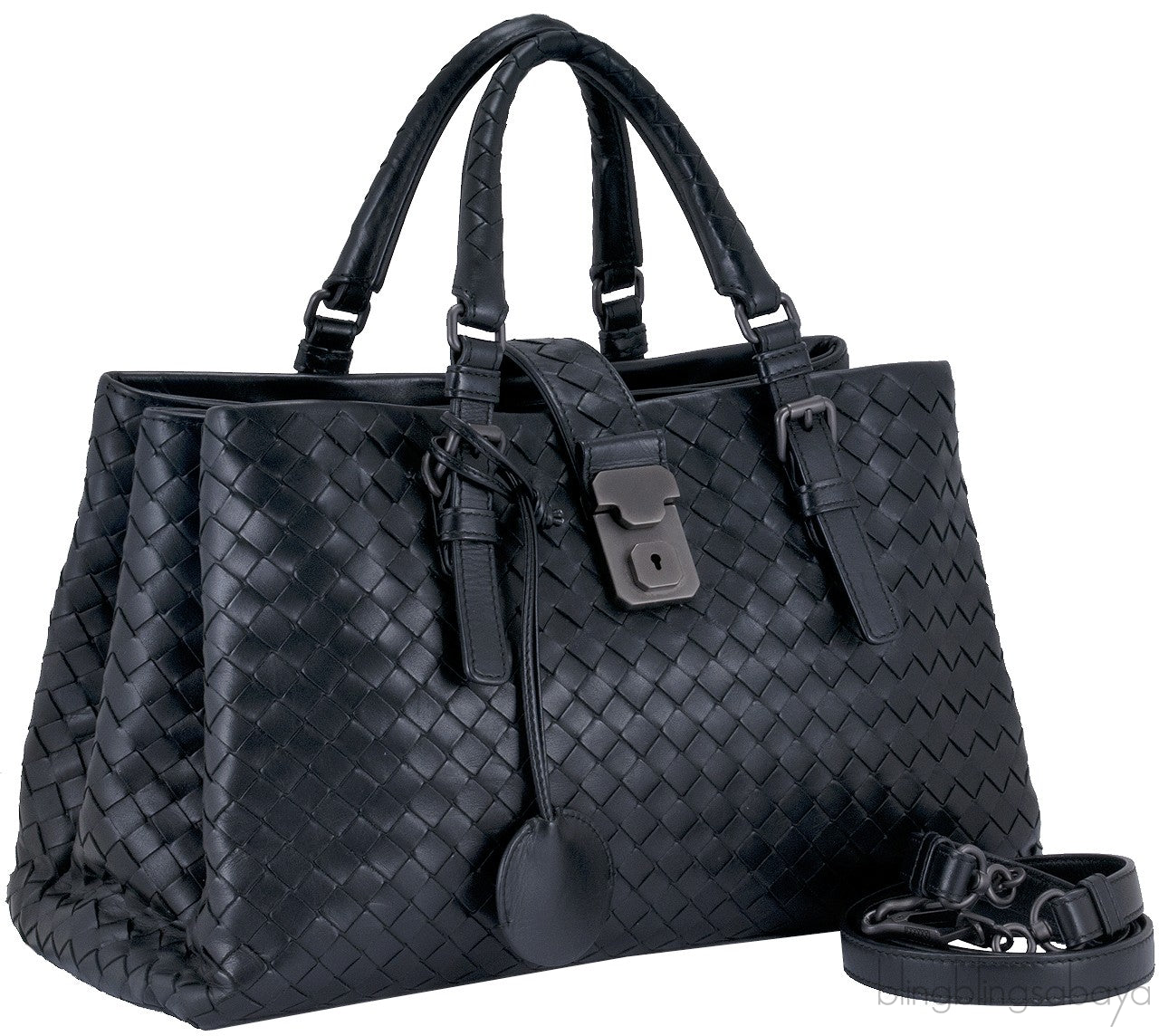 Small Roma Intrecciato Leather Tote