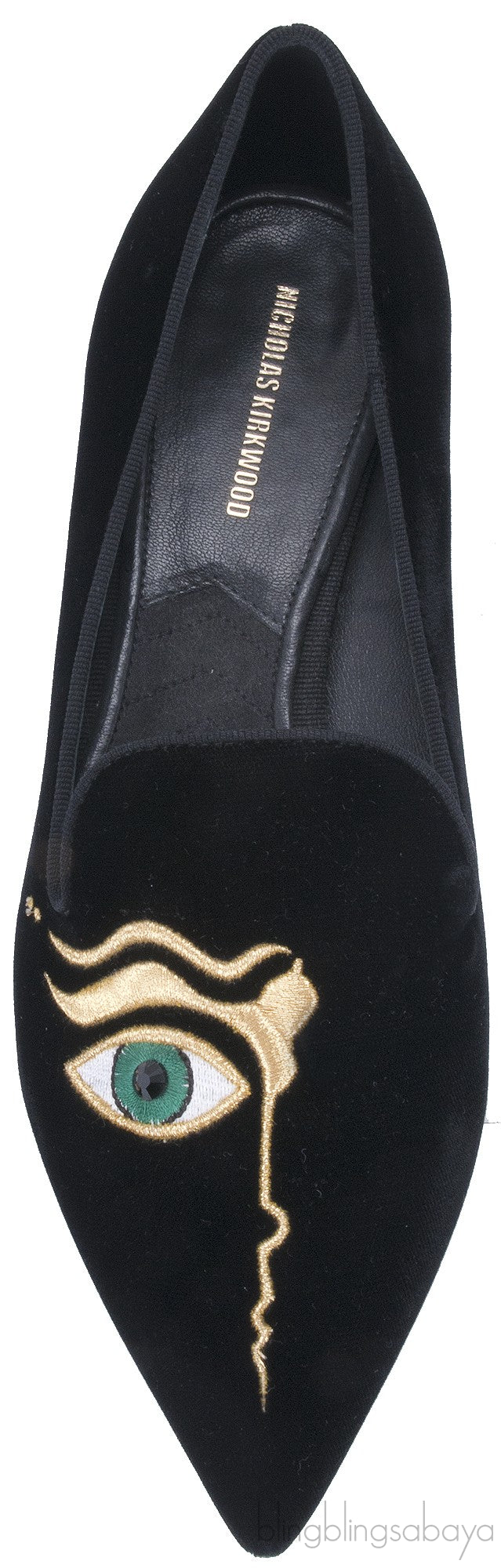 Eye Pointed Toe Velvet Flat