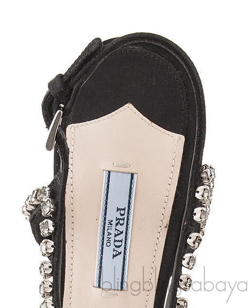 Jewel Embellished Black Sandals