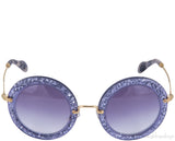 Lilac Noir Glitter Round Sunglasses
