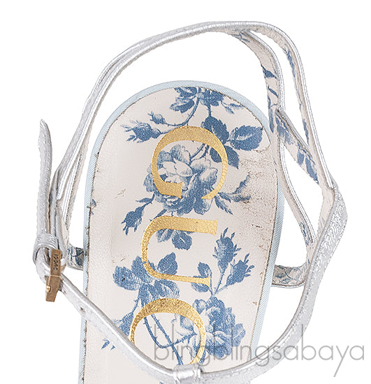 Tiger Head Silver Strappy Sandals