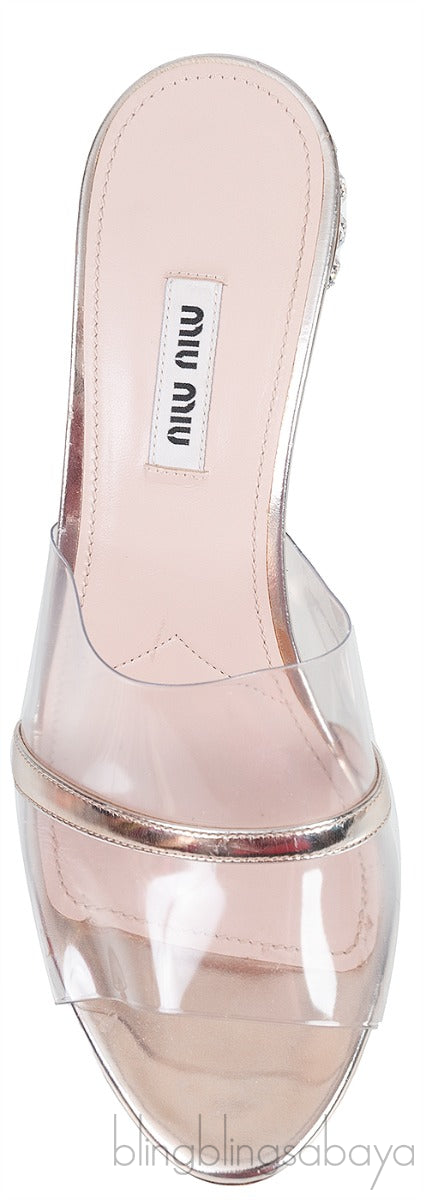 Gold Metallic Leather & PVC Mules