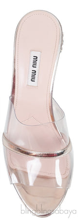 Gold Metallic Leather & PVC Mules