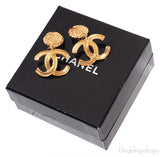 Chanel Vintage CC  1995 Dangle Gold Plated Earrings