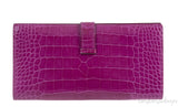 Hermes Bearn Rose Tyrien Crocodile Wallet