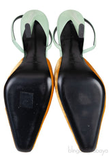 Blade Gold Velvet & Mint Green Slingback Pumps