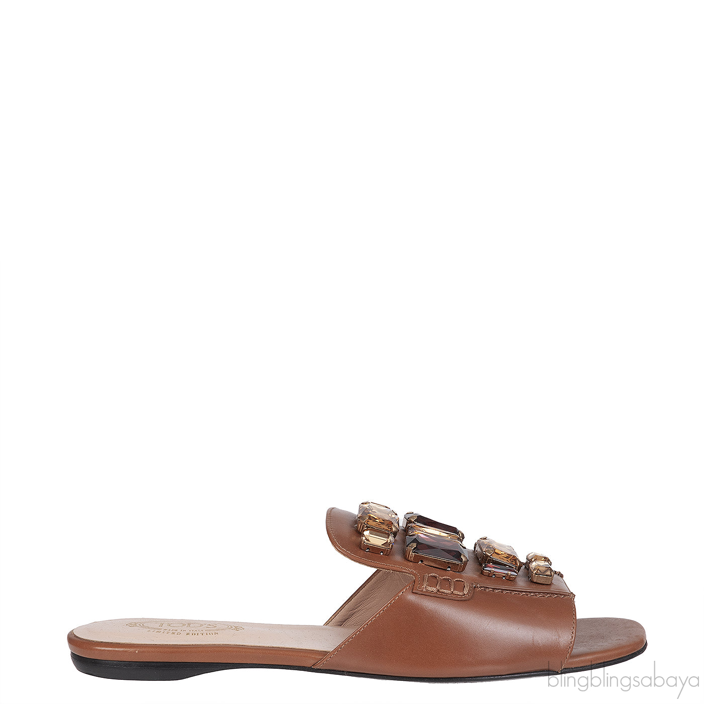 Tod\'s Flat Crystal Slip On Sandals