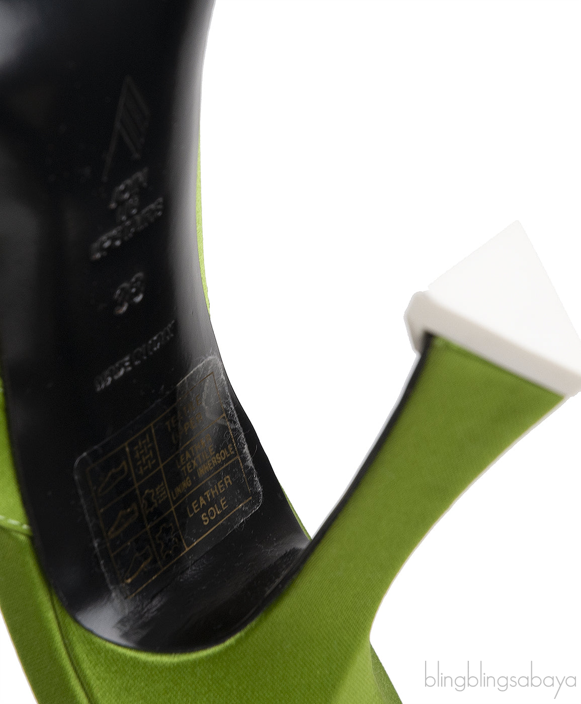 Green Pointed Satin Mule