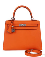 Kelly 25 Orange Epsom Sellier PHW