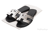 Hermes Oran Black \"Clou de Selle\" Sandals