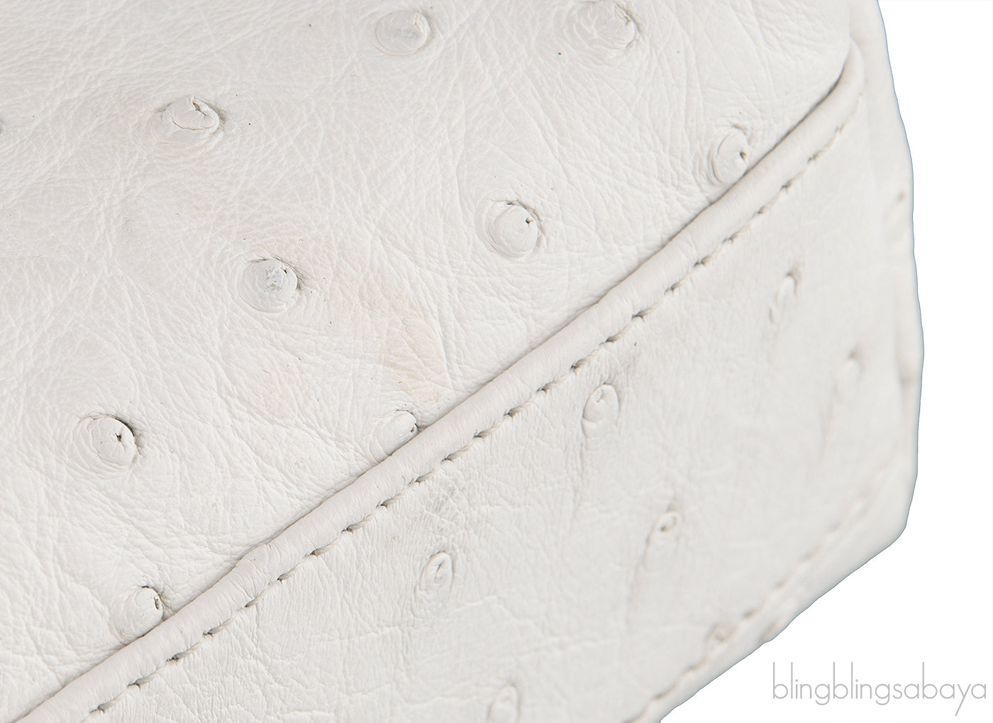 L19 White Ostrich Pouch