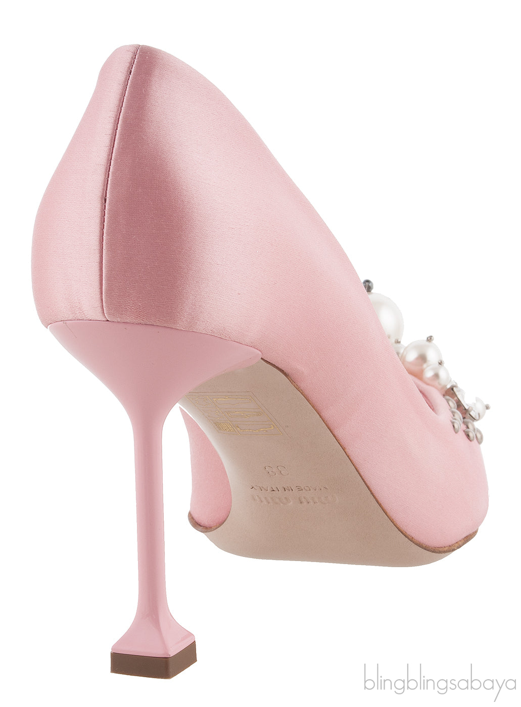 Embellished Pink Satin Pump